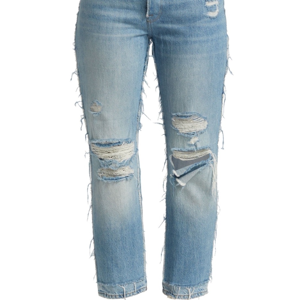 Layered Look Distressed Jeans
